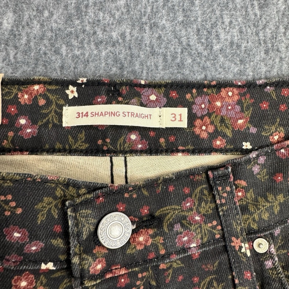 Levi's 314 Shaping Straight Floral Jeans Women's 31x30 Mid‎ Rise NWT HyperSoft - Picture 2 of 15